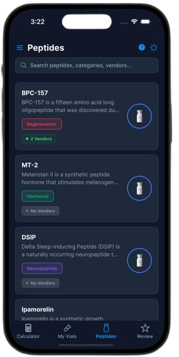 Peptide Calculator App Interface